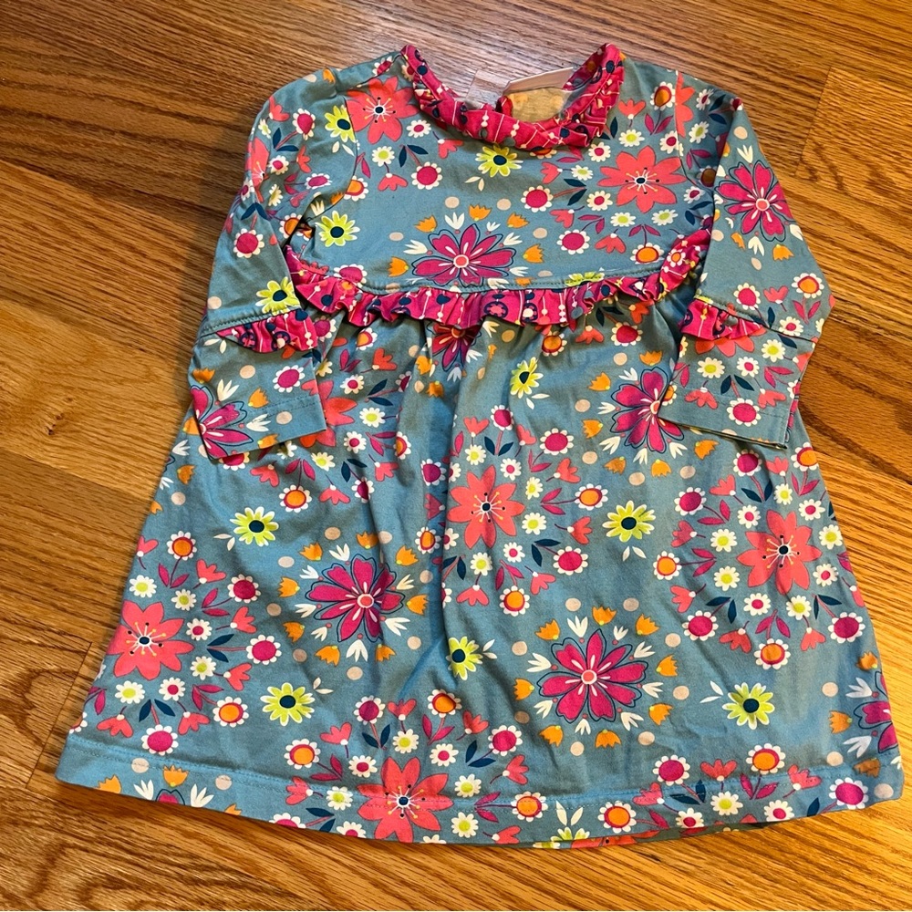Hanna Andersson blue floral print dress size 80 cm / 2T